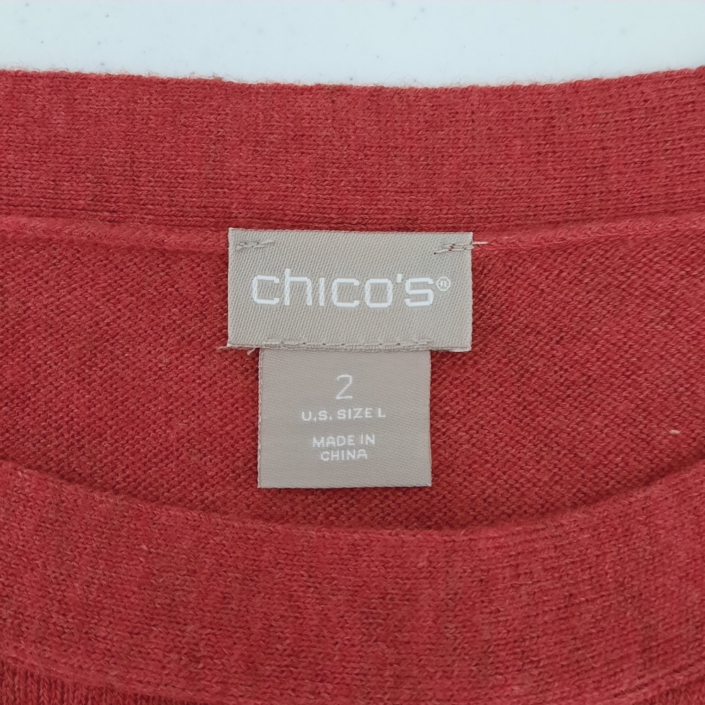 Chico's Raspberry Red Lightweight Knit Sweater - Picture 5 of 10